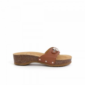 Scholl Cognac Pescura Heel Cork Mules Damen Braun | 05CUTIZWQ
