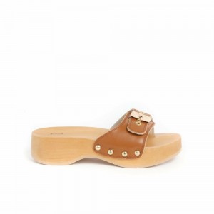 Scholl Cognac Pescura Heel Sr Mules Damen Braun | 07EFZYCIU