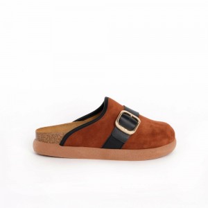 Scholl Ivy Big Buckle Clogs Damen Braun Dunkelgrün | 07ODYBPJC