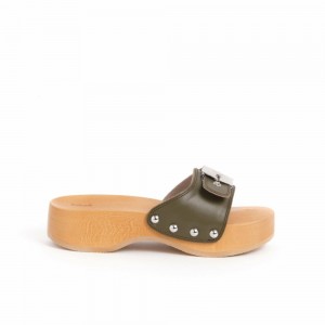 Scholl Pescura Heel Sr Mules Damen Khaki | 39KLFVBGX