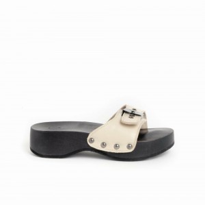 Scholl Pescura Heel Sr Mules Damen Weiß Schwarz | 92SCITOLJ