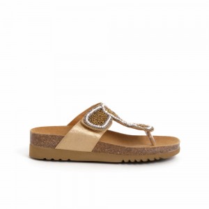 Scholl Pescura Heel Tanisha Flip Flops Damen Gold | 04WDEAQCO