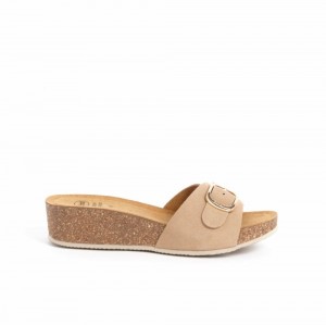 Scholl Rapallo Buckle Mules Damen Beige | 89MNGWKIO